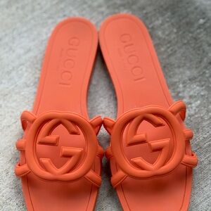 Gucci Vibrant Orange Logo Slides